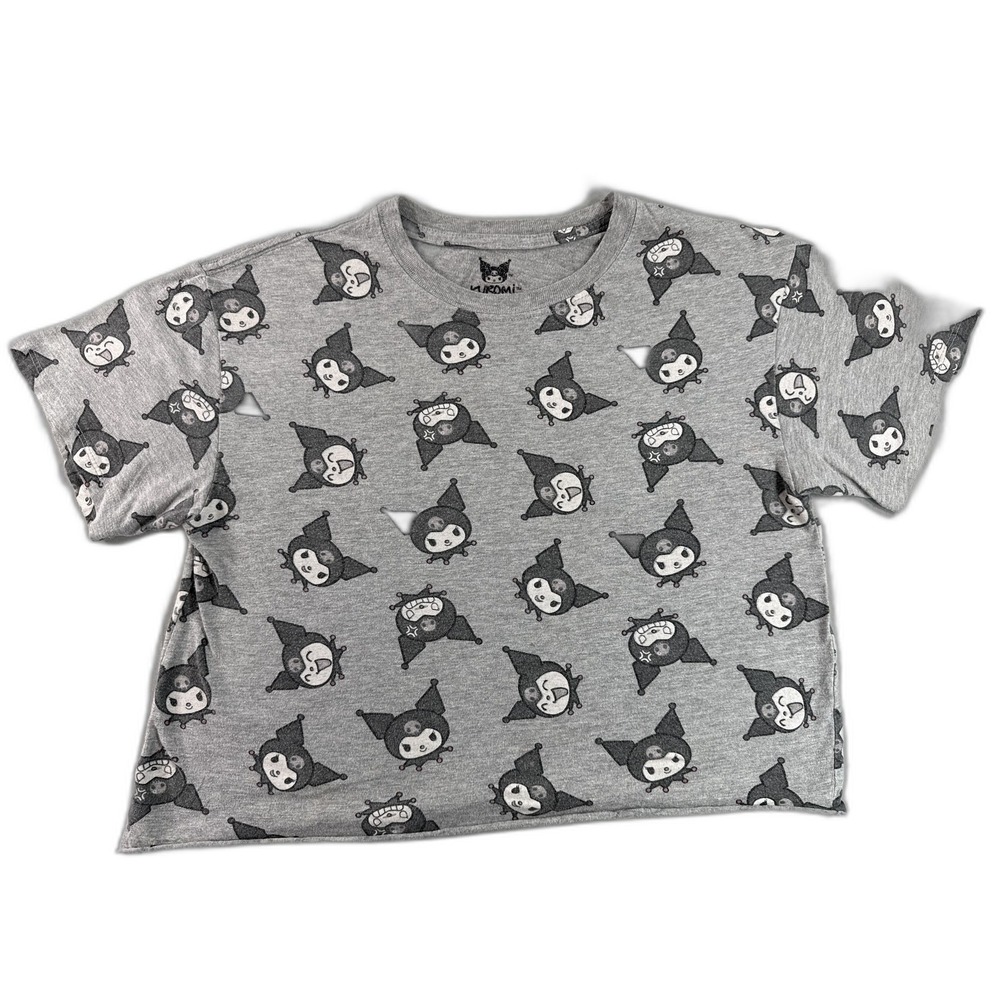 Hybrid Apparel Kuromi Anime Graphic‎ Tee S Gray Cotton Blend Short Sleeve Mens